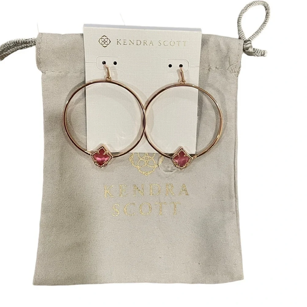 NWT, Kendra Scott Rosegold Elberta Hoops - Picture 2 of 5
